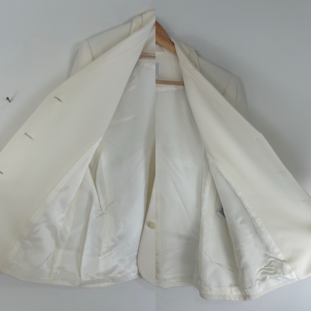 Vintage 90s Kasper Cream Bridal Skirt and Blazer Suit - Picture 6 of 8